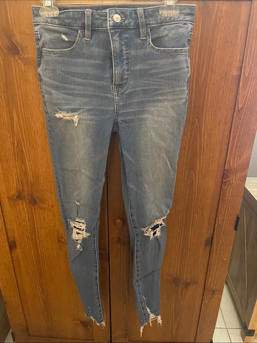 American Eagle Outfitters Distressed Blue High-Rise Jeggings